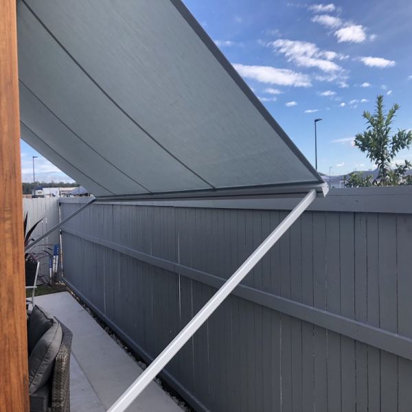 Drop Arm Awning in Grey Dickson Canvas